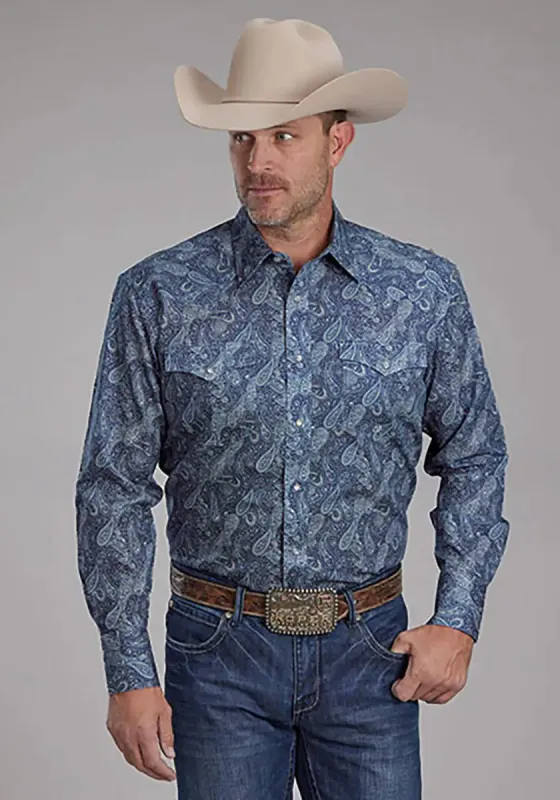 Roper Fall River Paisley (Blue) - Men's Western Shirt sold by Hat Country