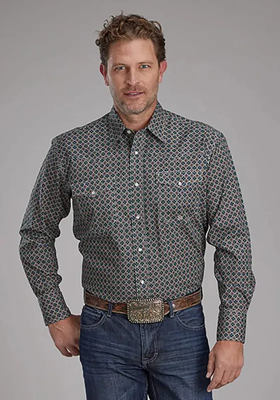 Roper Oak Forest Acorn Foulard (Brown) - Men's Western Shirt sold by Hat Country
