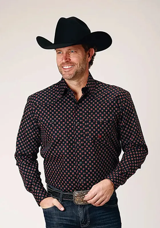 Roper Black Canyon Cottage Foulard (Black) - Men's Western Shirt sold by Hat Country