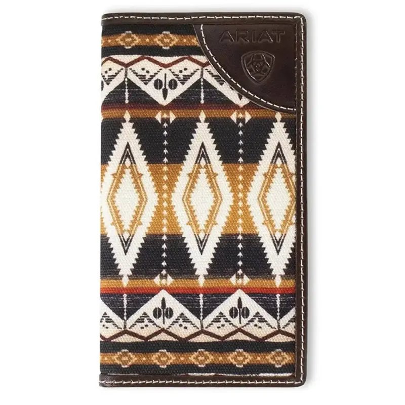 Ariat Diamond Southwest Fabric (Brown) - Men's Rodeo Wallet sold by Hat Country