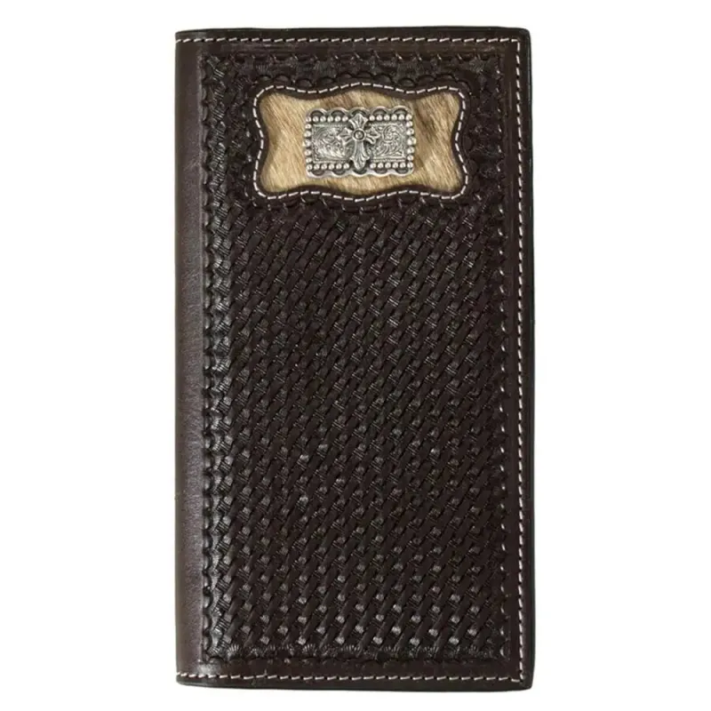 3D Calf Hair Inlay Cross Concho - Men's Rodeo Wallet made by Hat Country