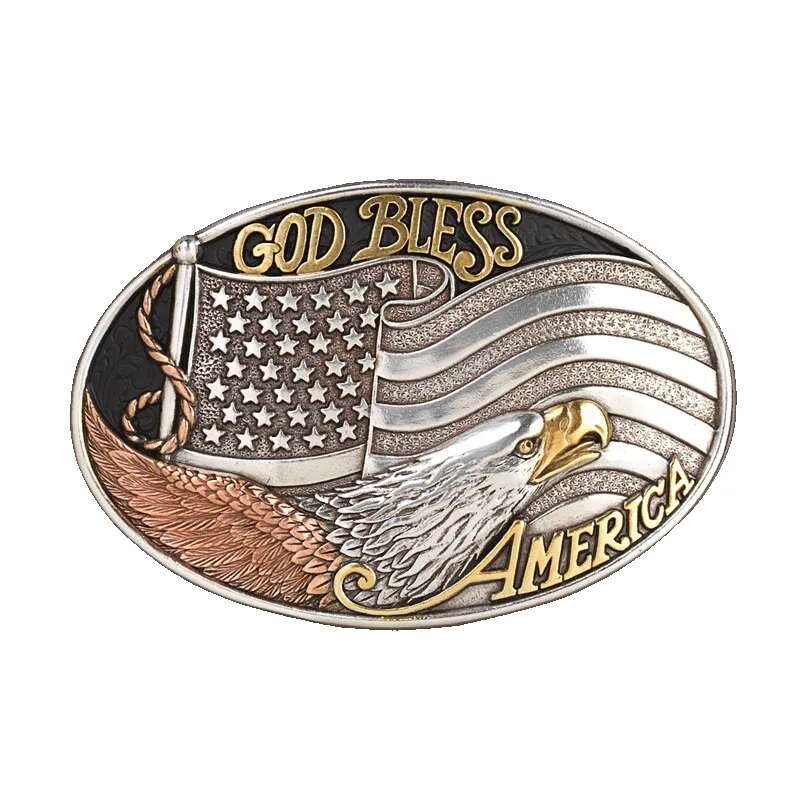 Nocona God Bless America (Silver/Gold) - Belt Buckle sold by Hat Country