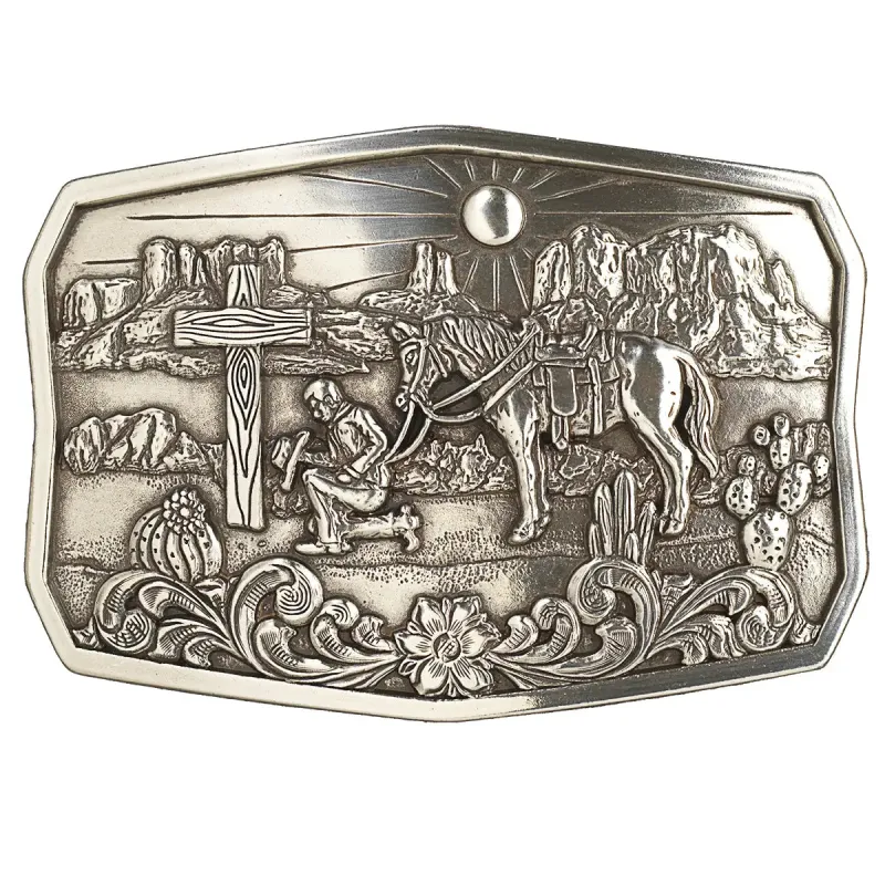 Nocona Praying Cowboy Cactus - Belt Buckle sold by Hat Country