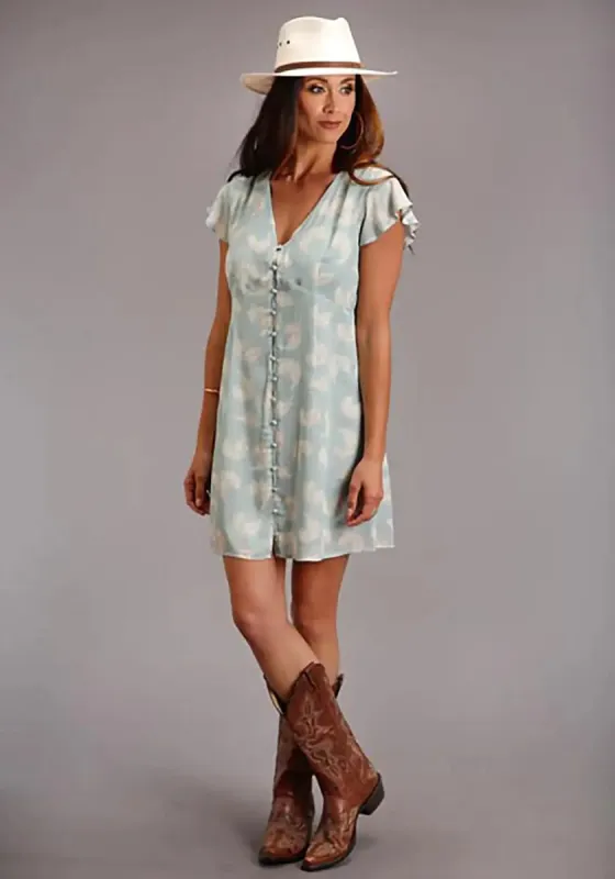Stetson V-Neck Feather Dress (Light Blue) - Women's Dress sold by Hat Country