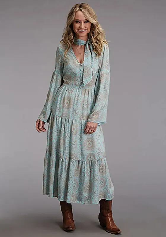 Stetson Aqua Mandala Print Dress - Women's Long Dress sold by Hat Country