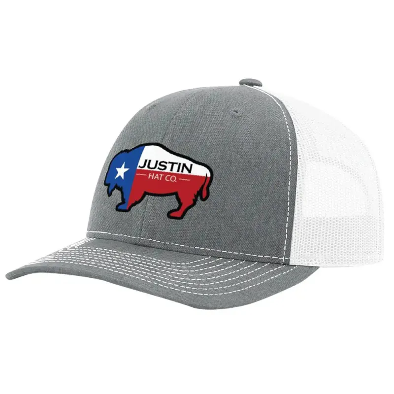 Justin "Texas Flag" (Grey/White) - Trucker Cap made by Hat Country