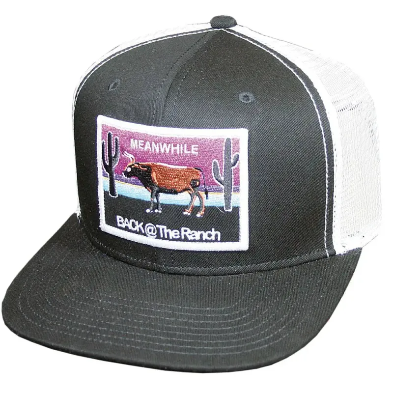 Justin "Back at The Ranch" (Black/White) - Trucker Cap made by Hat Country