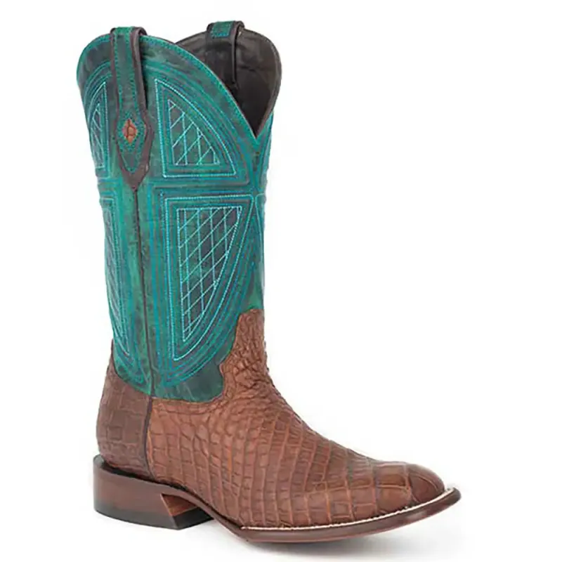 Stetson Big Horn (Turquoise) - Men's Alligator Cowboy Boot made by Stetson