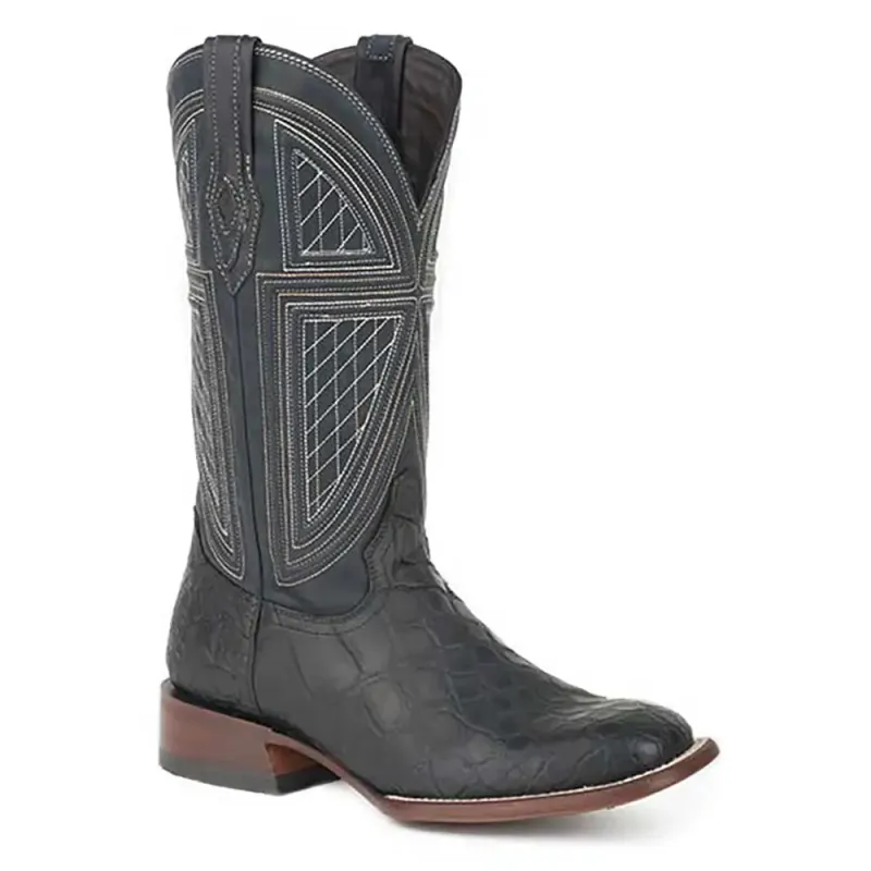 Stetson Black Falls (Black) - Men's Alligator Cowboy Boot made by Stetson
