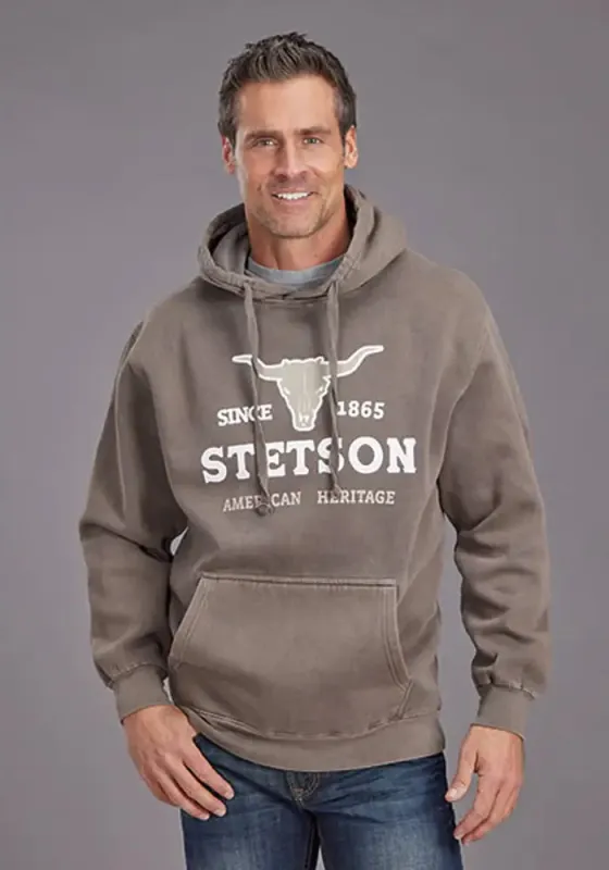 Stetson Longhorn Steer Skull (Brown) - Men's Hoodie Sweatshirt made by Stetson