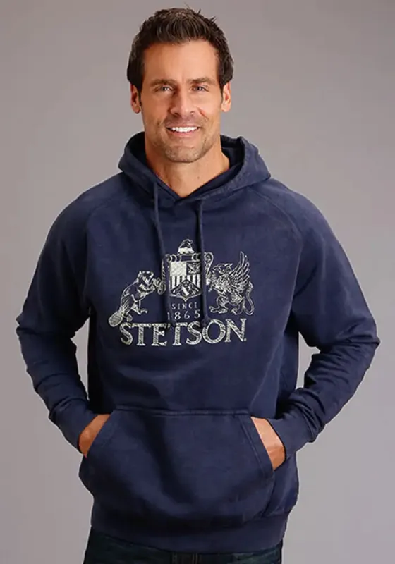 Stetson Vintage Emblem (Navy) - Men's Hoodie Sweatshirt made by Stetson
