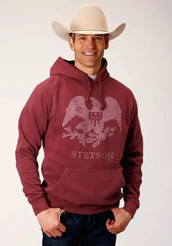 Stetson Eagle 1865 Distressed (Burgundy) - Men's Hoodie Sweatshirt made by Stetson