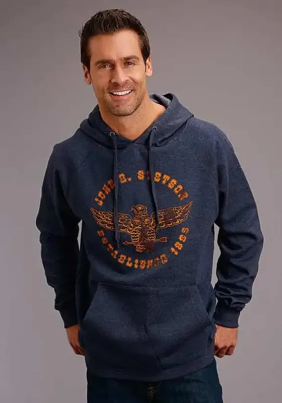 Stetson Eagle in Circular Shield (Navy) - Men's Hoodie Sweatshirt sold by Hat Country