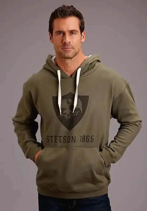 Stetson Eagle in Shield (Olive Greeny) - Men's Hoodie Sweatshirt sold by Hat Country