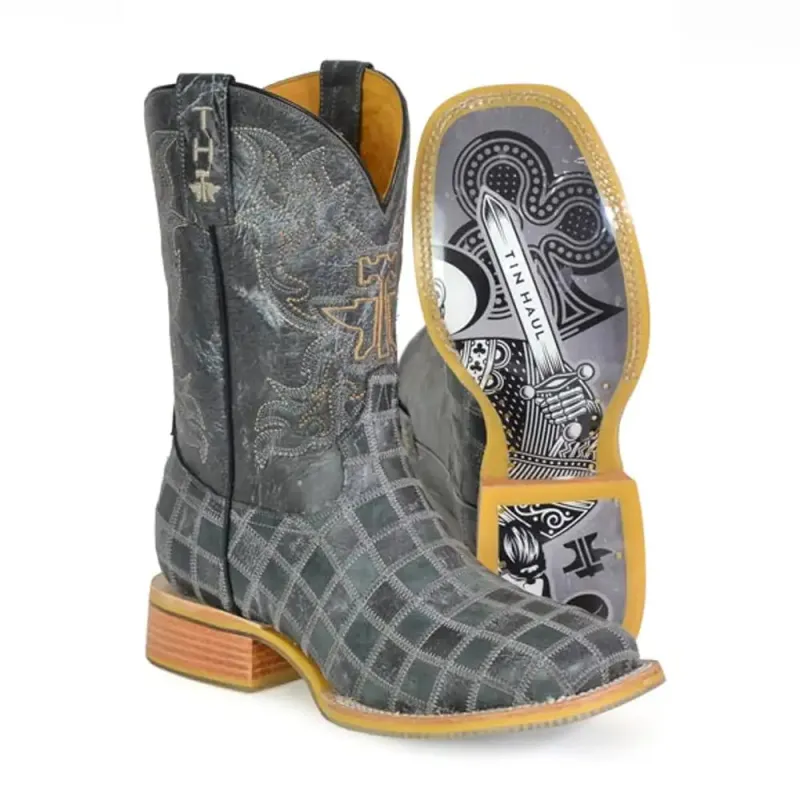 Tin Haul King Of Clubs/Cowboy Card - Men's Leather Cowboy Boot sold by Hat Country