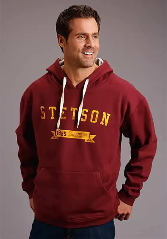 Stetson 1865 Ribbon ( Maroon ) - Men's Hoodie Sweatshirt made by Stetson