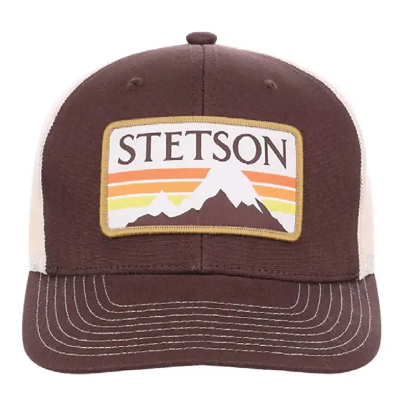 Stetson Glacier Mountain Patch ( Chocolate / Beige ) - Trucker Cap made by Stetson