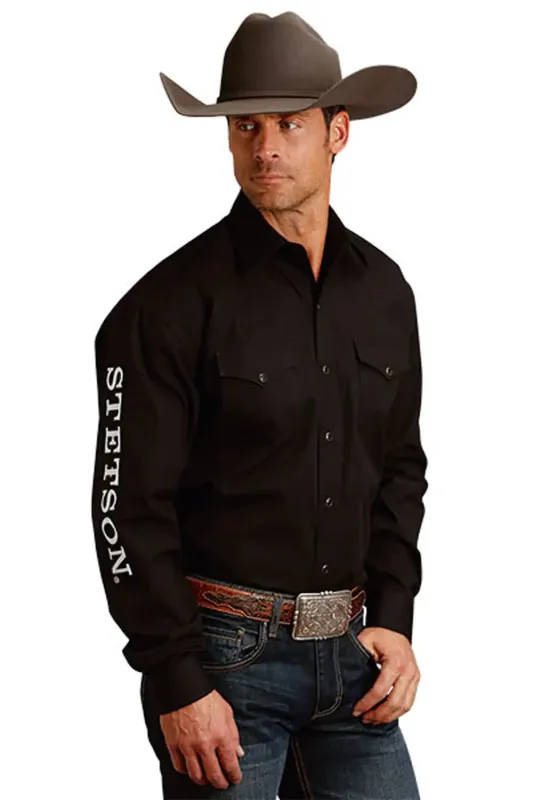 Stetson Logo Wear (Black) - Men's Western Shirt made by Stetson