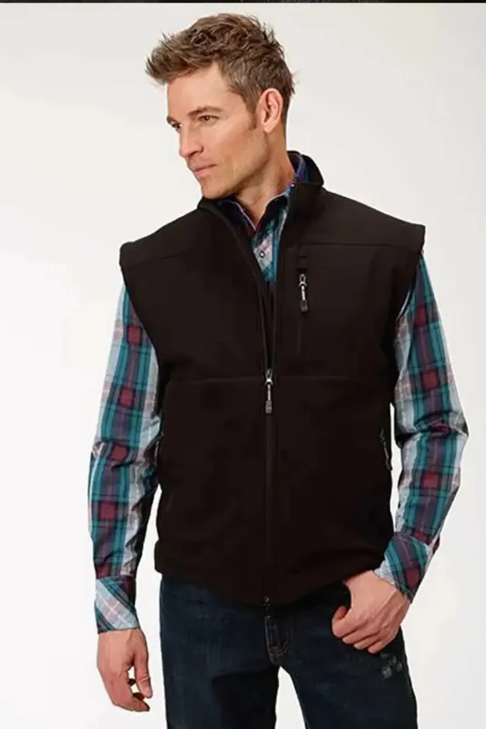 Roper 1321 Soft Shell Fleece Vest (Black) - Men's Vest sold by Hat Country