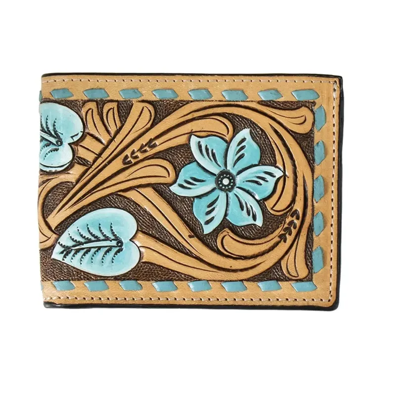 3D Turquoise Frontier - Men's Bi-Fold Wallet made by Hat Country