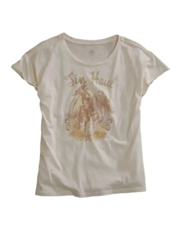 Tin Haul Buckin Cowgirl (White) - Women's T-Shirt made by Hat Country