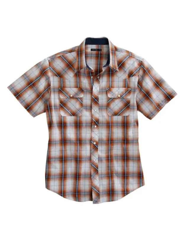 Tin Haul Diamond Dobby Short Sleeve (Orange) - Men's Western Shirt sold by Hat Country