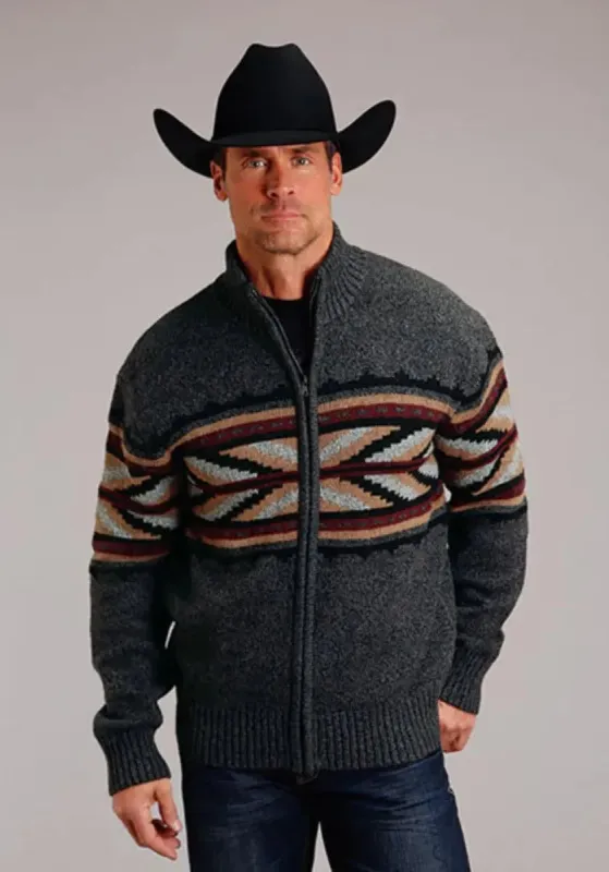 Stetson Arrow Border (Grey) - Men's Wool Blended Sweater sold by Hat Country