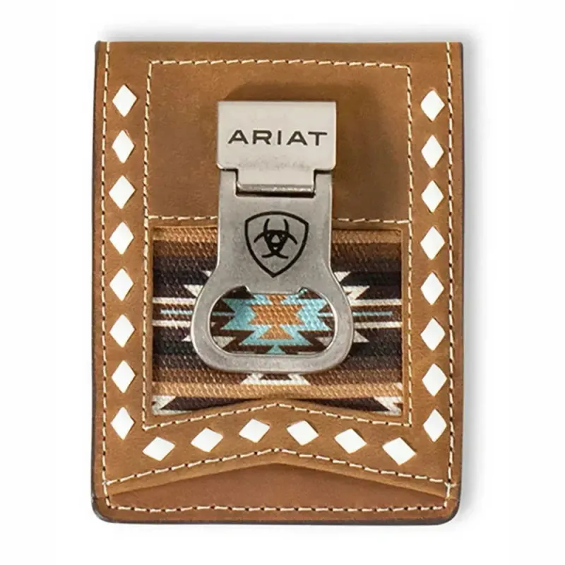 Ariat Diamond Lace Southwest (Brown) - Men's Money Clip sold by Hat Country