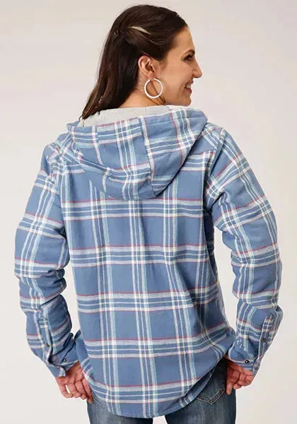 Roper Thermal Flannel Hoodie (Blue) - Women's Flannel Button Down Hoodie Sweatshirt sold by Hat Country product image thumbnail 2
