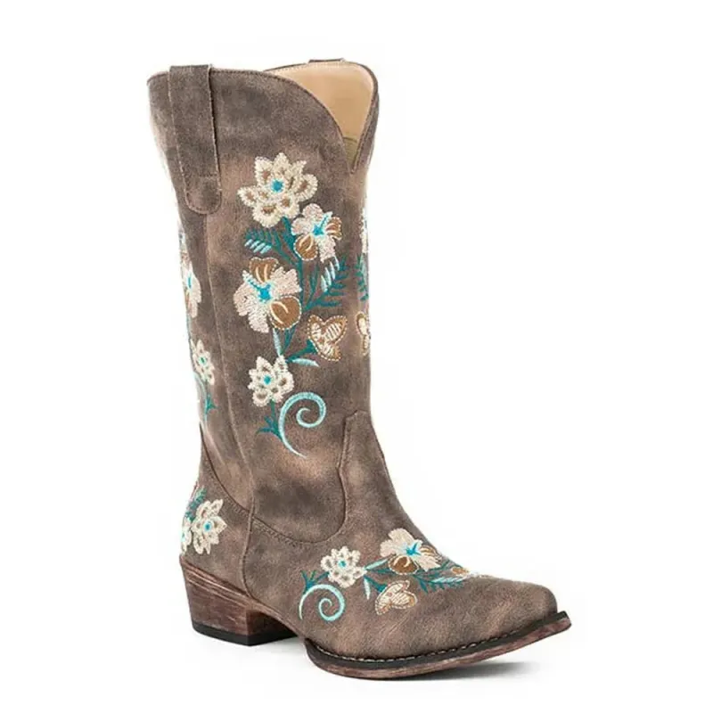 Roper Riley Floral (Brown) - Women's Cowgirl Boot made by Roper
