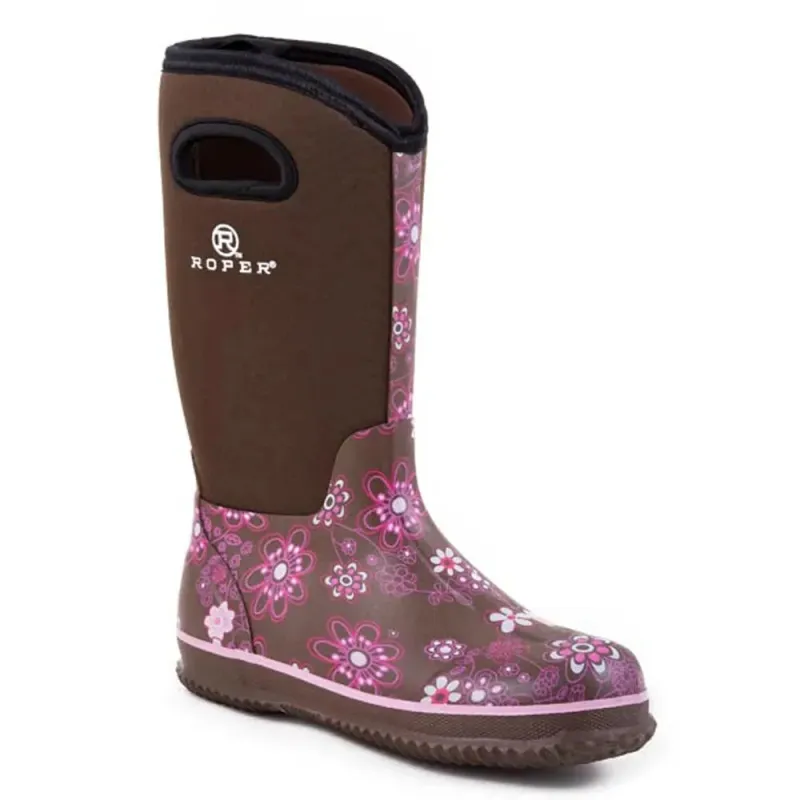 Roper Barnyard Floral (Pink) - Women's Work Rain Boot sold by Hat Country