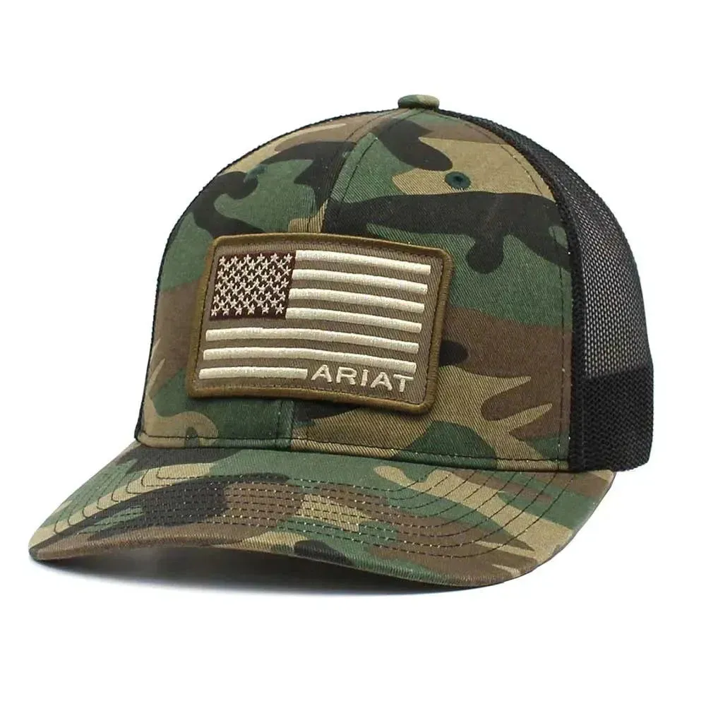 ARIAT Camo Flag Patch (Camo/Black) - Trucker Cap sold by Hat Country
