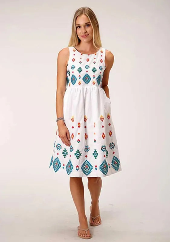 Stetson Bright Schiffli (White) - Women's Sleeveless Cotton Lawn Dress sold by Hat Country