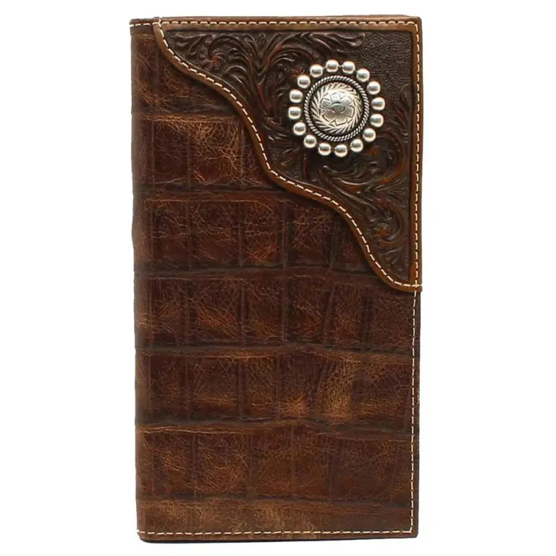 Ariat Gator / Floral Embossed (Brown) - Men's Rodeo Wallet sold by Hat Country