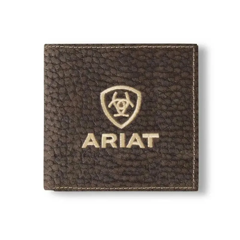 Ariat Embroidered Shield Genuine Bullhide Leather (Brown) - Men's Bifold Wallet sold by Hat Country