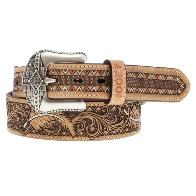 HOOey War Paint (Brown/Ivory) - Mens Leather Belt sold by Hat Country