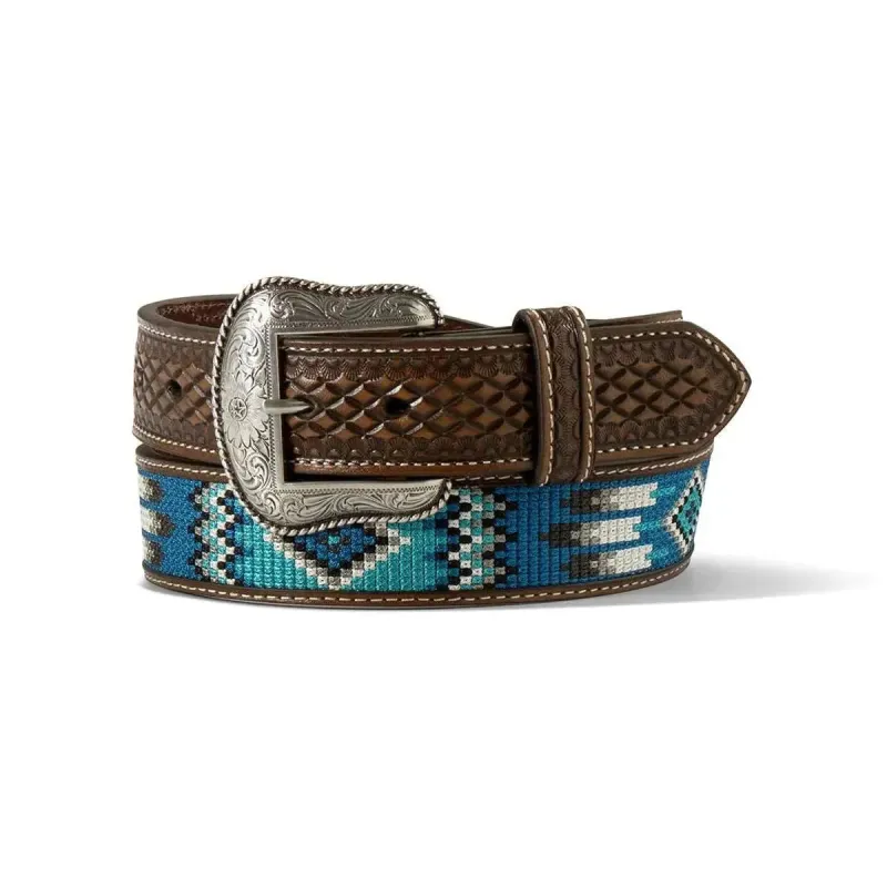 Ariat Southwestern Embroidered Sky- Mens Leather Belt made by Ariat