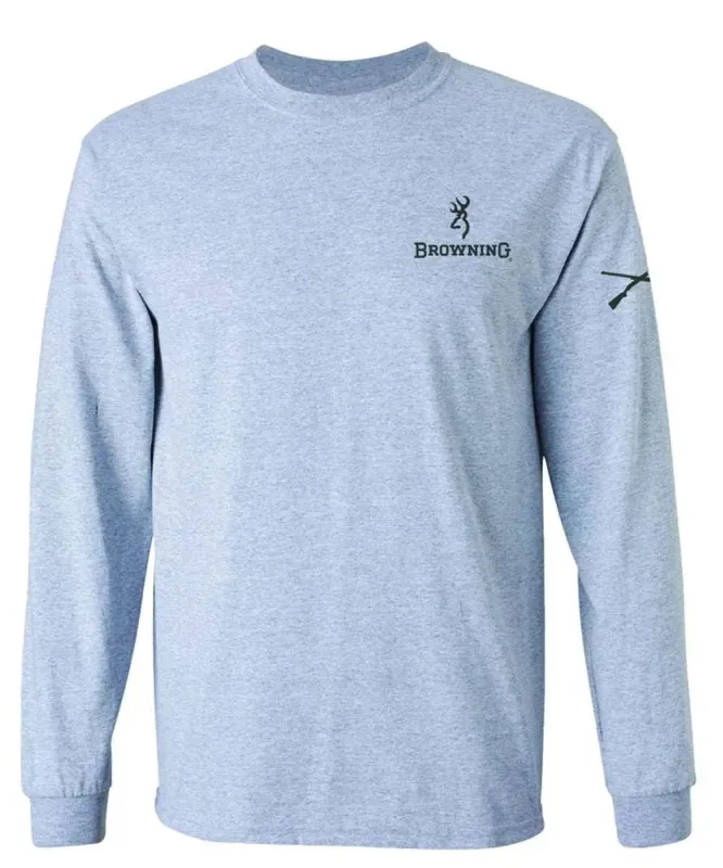 Browning Whitetail Flag (Sport Grey) - Mens Long Sleeve T-Shirt made by Browning