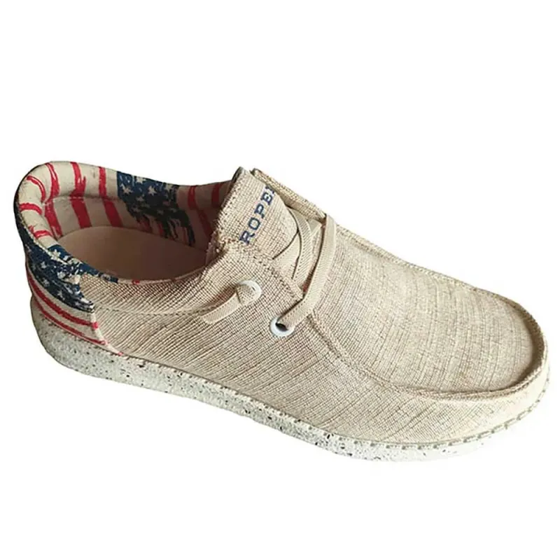 Roper Hang Loose American Flag Heel- Women's Moccasin made by Roper