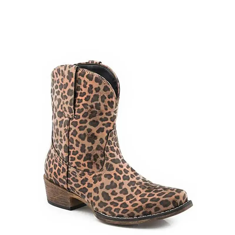 Roper Ingrid (Leopard) - Womens Ankle Cowgirl Boot made by Roper