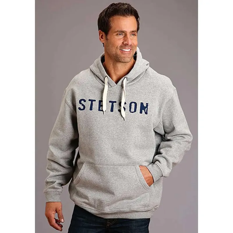 Stetson Logo (Heather Grey) - Men's Hoodie Sweatshirt sold by Hat Country