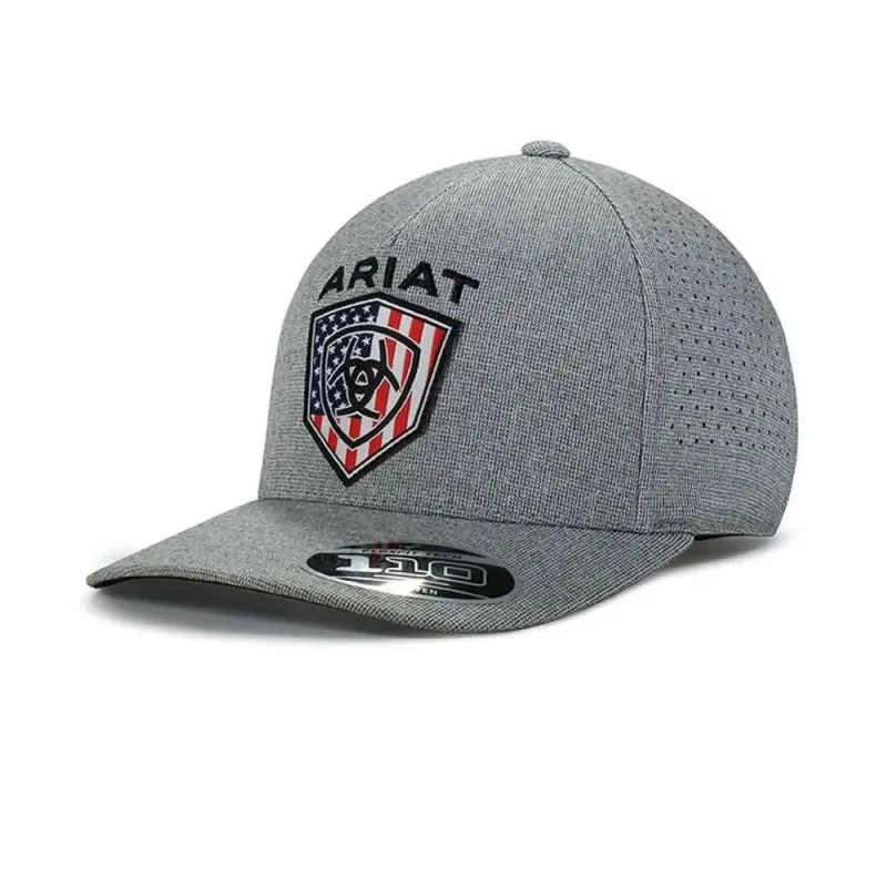 ARIAT USA Flag Shield (Grey) - Ball Cap made by Ariat