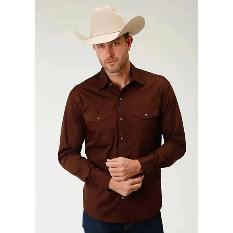 Roper Solid Poplin Snap - Mens Western Shirt sold by Hat Country