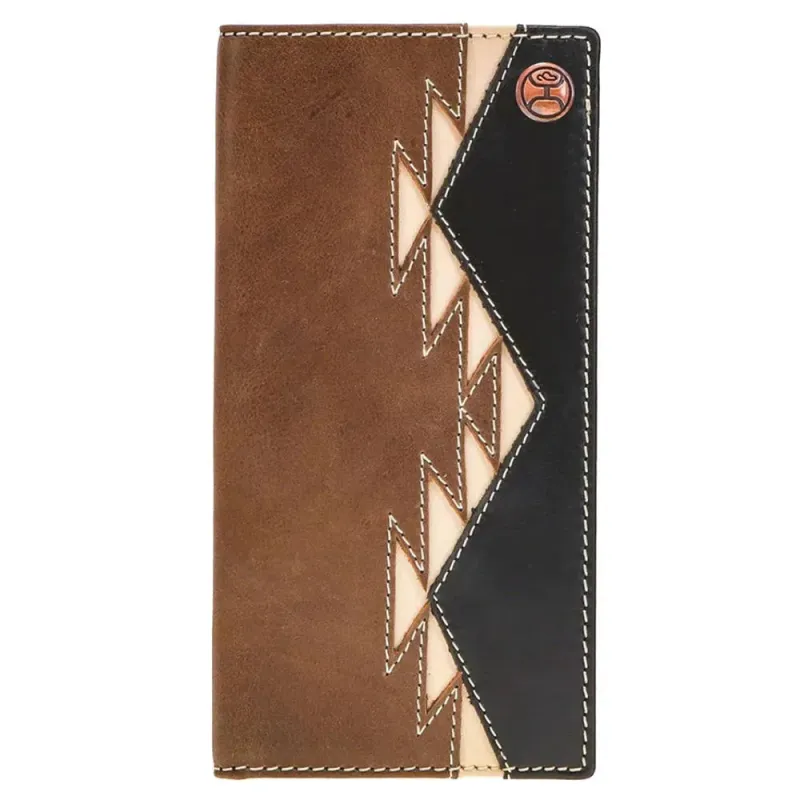 HOOey Aztec Inlay with Logo Rivet (Brown/Black) - Men's Rodeo Wallet made by Hat Country