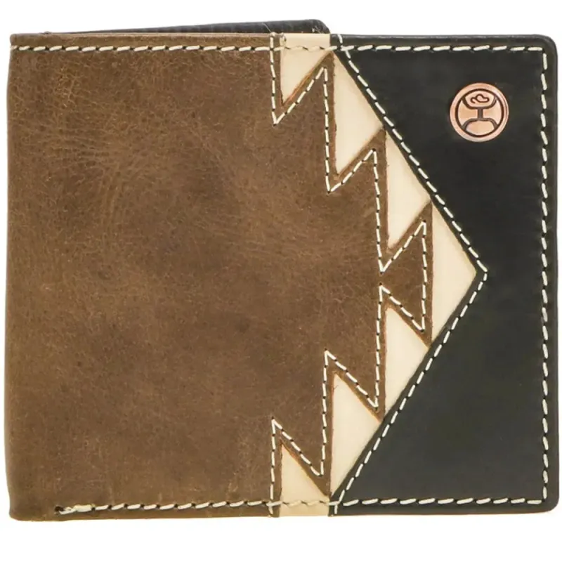 HOOey Aztec Inlay with Logo Rivet (Brown/Black) - Men's Bifold Wallet sold by Hat Country