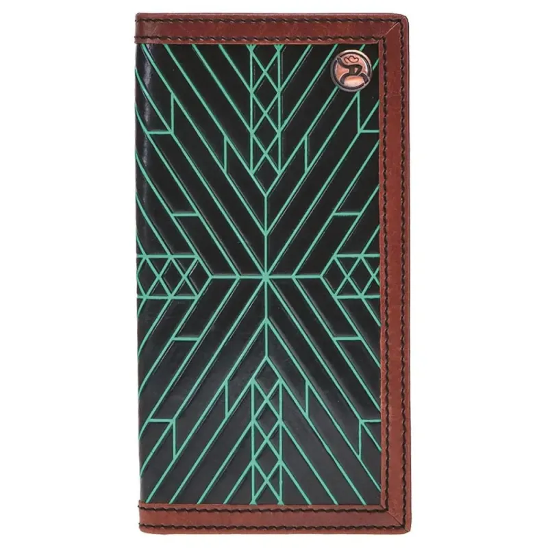 HOOey Turquoise Aztec (Black/Brown) - Men's Rodeo Wallet made by Hat Country