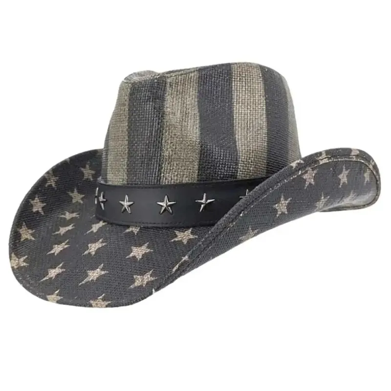 Deadwood Trading Liberty - American Flag Shapeable Straw Cowboy Hat made by Hat Country