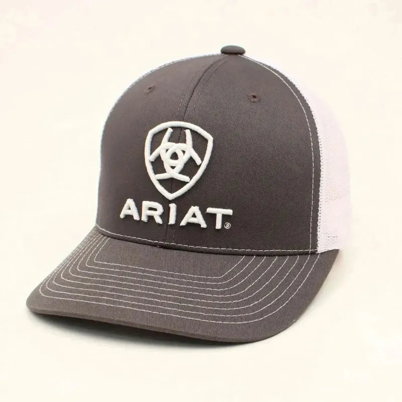 Ariat Grey/White-Trucker Hat sold by Hat Country