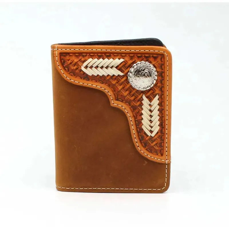 Nocona Bifold Flip Basketweave Rawhide Lace -Mens Wallet made by Nocona
