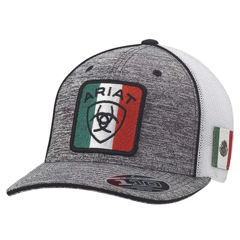 ARIAT Mexican Flag Patch (Grey/White) - Trucker Cap sold by Hat Country